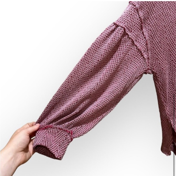 Free People We the Free Hacci Knit Top in Mauve Balloon Sleeve Boho - Picture 3 of 4
